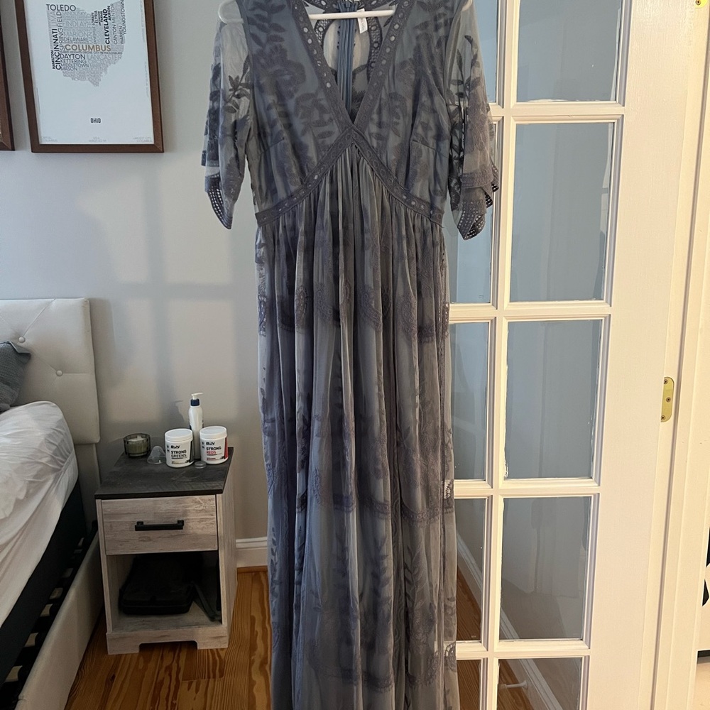 Pinkblush Gray Lace Maxi Dress